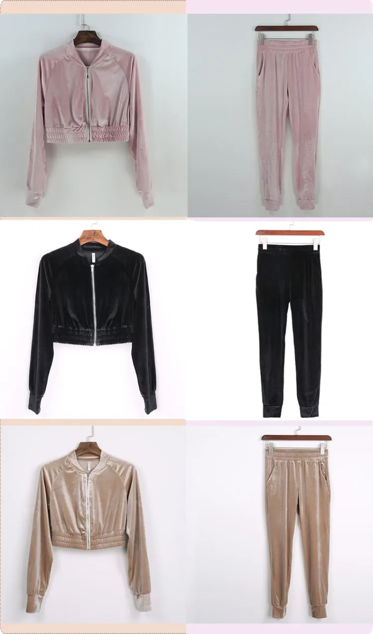 2 PCS Set Sweat Suit Womans Sexy Jogging Suit in Velvet Womens Sweatsuits