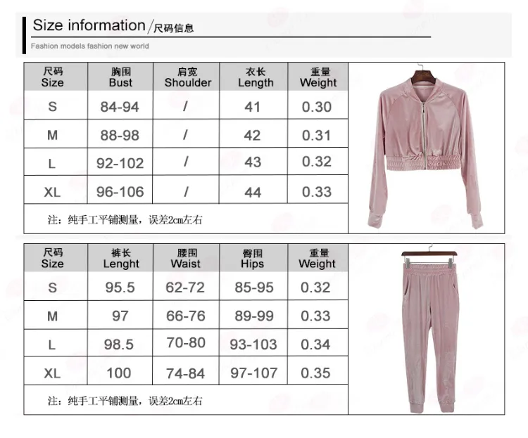 2 PCS Set Sweat Suit Womans Sexy Jogging Suit in Velvet Womens Sweatsuits