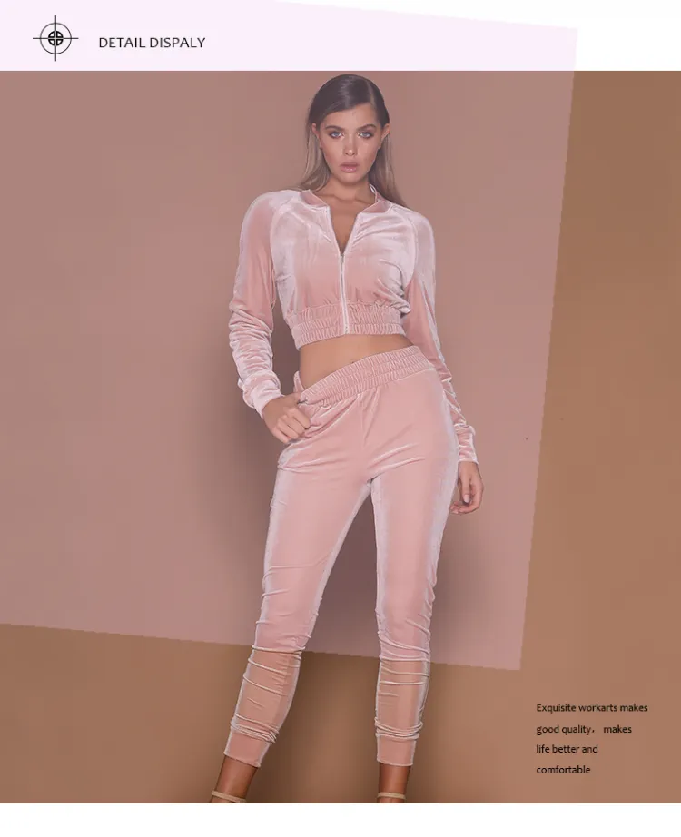 2 PCS Set Sweat Suit Womans Sexy Jogging Suit in Velvet Womens Sweatsuits