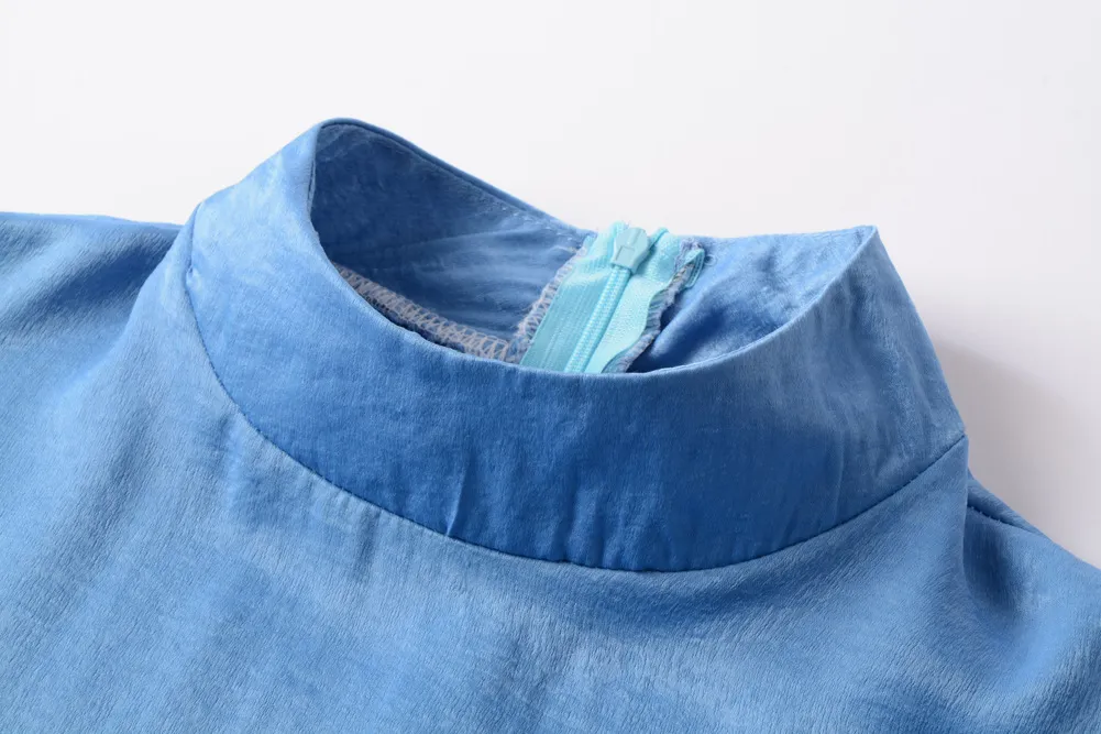 2020 New Arrival Solid Color Collar Ruffle Dress