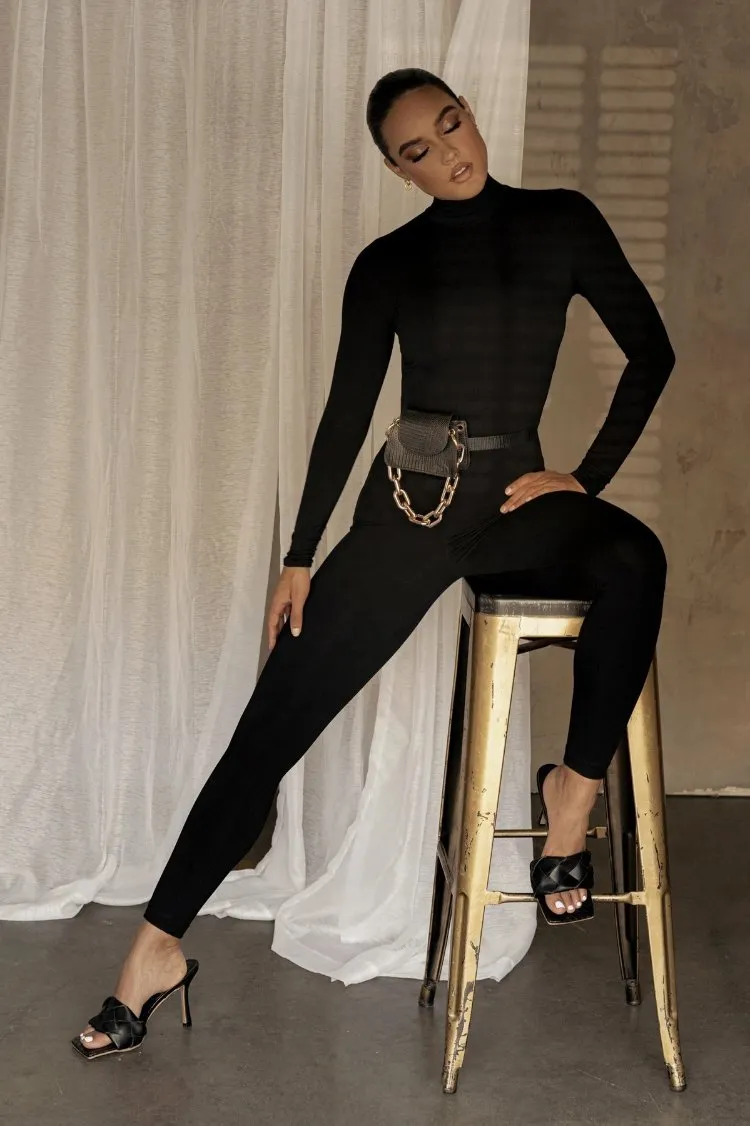 2020 Womens Ready to Ship New Bodycon One Piece Turtleneck Cotton Tracksuit Romper Outfits Jumpsuit