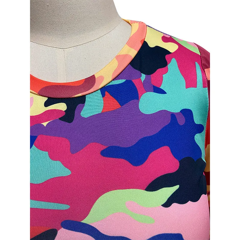 2021 Autumn Women′s Camouflage Printed Amazon Casual Two-Piece Slim Sports Suit