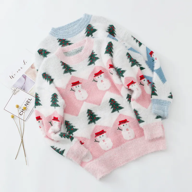 2021 Winter Pink Blue Ugly Christmas Sweater Novelty Funny Cute Women Sweater