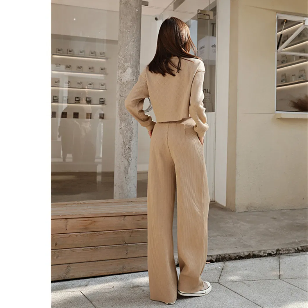 2021 Women Sweatsuits Clothing Autumn and Winter New Casual Jogger Loose Sweatsuit Two Piece Set Waffle Jogger Sets Crop Top Womens Short Sets