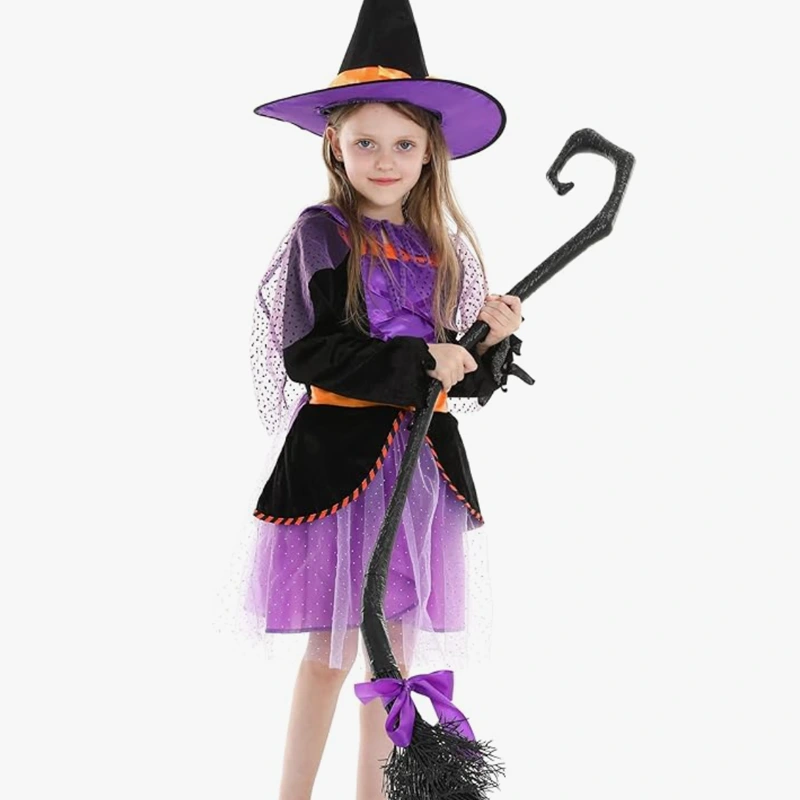 How Can a Halloween Photoshoot Purple Sparkly Kids Witch Dress Create Magical Memories?