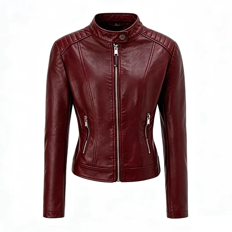 Does a Quilted Shoulder Faux Leather Jacket with Stand Collar Wrinkle Easily in Storage
