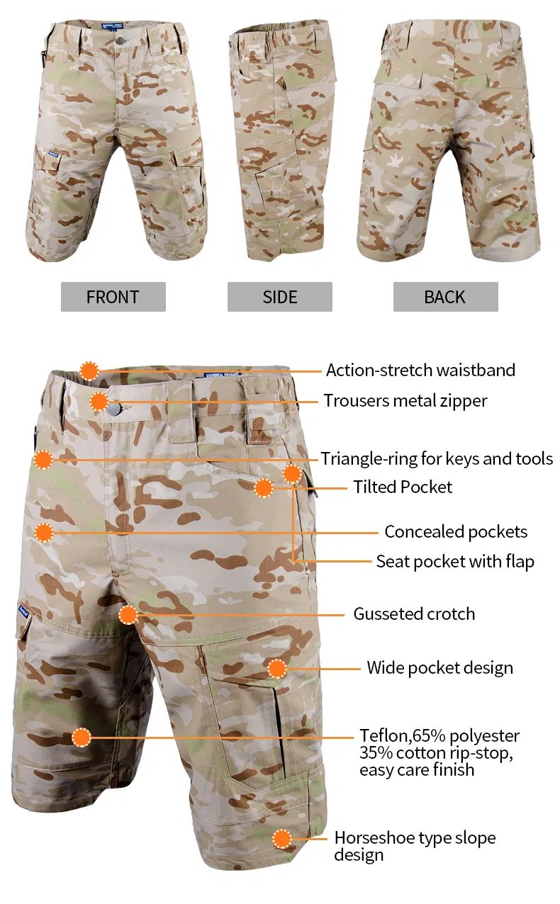 9 Colors Outdoor Sports Campingtactical Hunting Multi-Pockets Men′s Short Pant