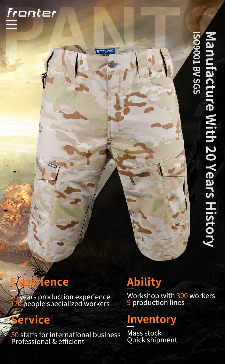 9 Colors Outdoor Sports Campingtactical Hunting Multi-Pockets Men′s Short Pant