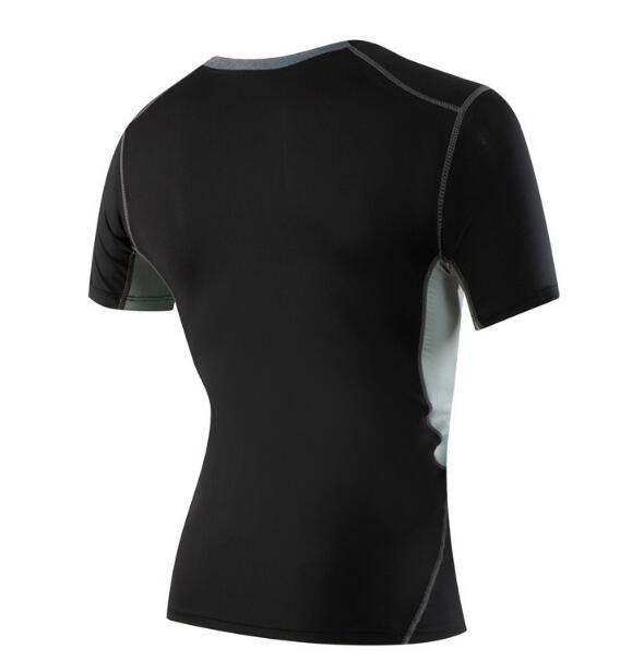 90% Polyester 10% Spandex Men/Gentleman Outdoor Sports Tight Dry Training Breathable Short Sleeve T-Shirt with Mesh Fitness Running Football Basketball Fitness