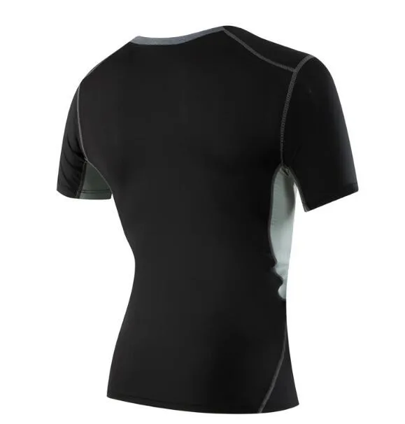 90% Polyester 10% Spandex Men/Gentleman Outdoor Sports Tight Dry Training Breathable Short Sleeve T-Shirt with Mesh Fitness Running Football Basketball Fitness