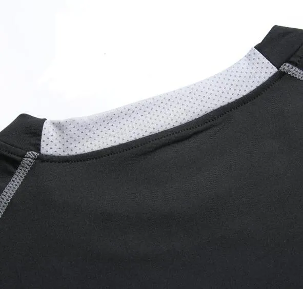 90% Polyester 10% Spandex Men/Gentleman Outdoor Sports Tight Dry Training Breathable Short Sleeve T-Shirt with Mesh Fitness Running Football Basketball Fitness