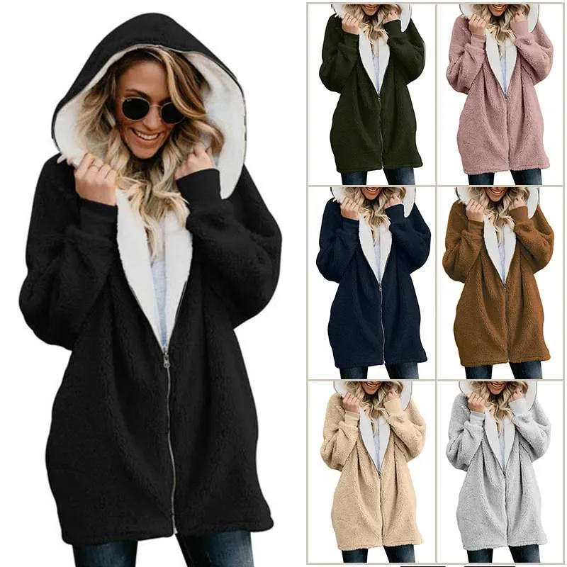 Amazon Ebay Hot Sale Fashion Lady Berber Fleece Cardigan Long Jacket for Leisure Casual Wear