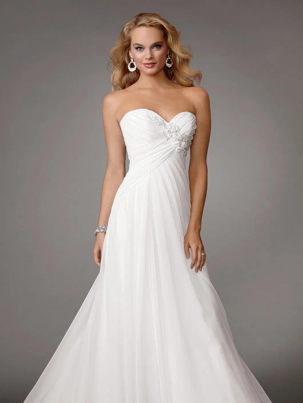 Beach Garden Wedding Dress White Chiffon Sweetheart 3D Flower Bridal Wedding Dresses