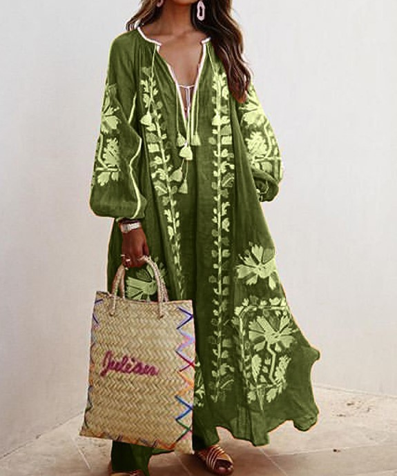 Boho Women Long Dress Autumn Ethnic Embroidery Tassel Lace Womens Party Wear Ukrainian Dress