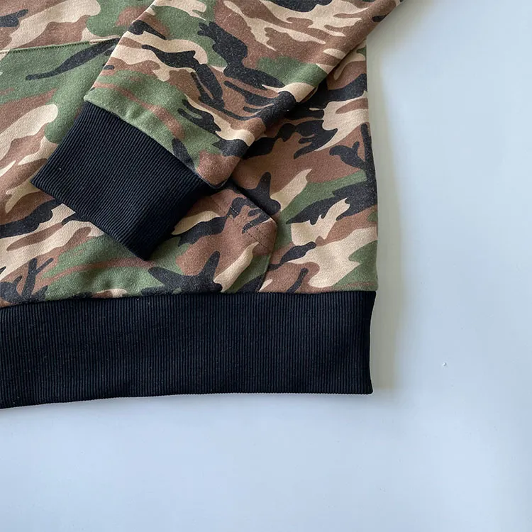 Camouflage Long Sleeve Fleeces Wholesale Hoodies No Strings