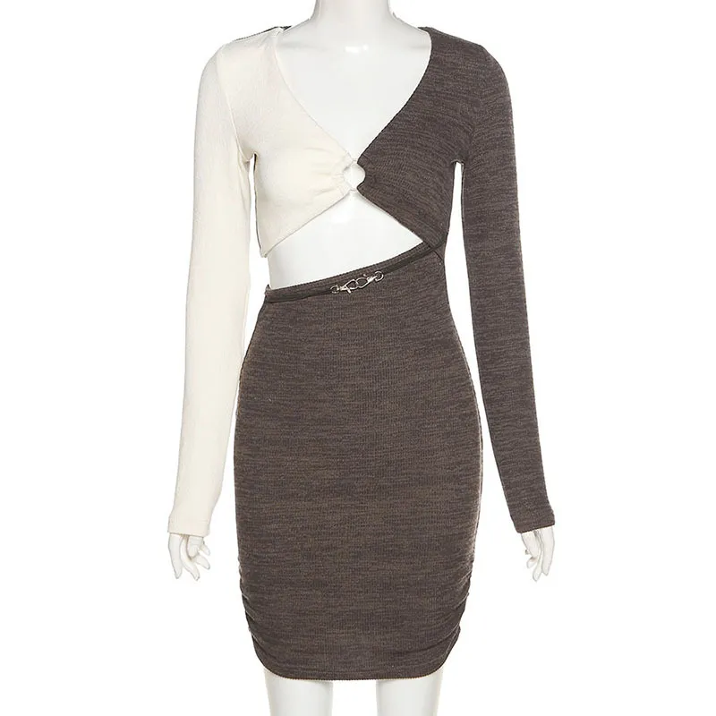 Cultivate One′ S Morality High Pockets Hip Splicing Dress