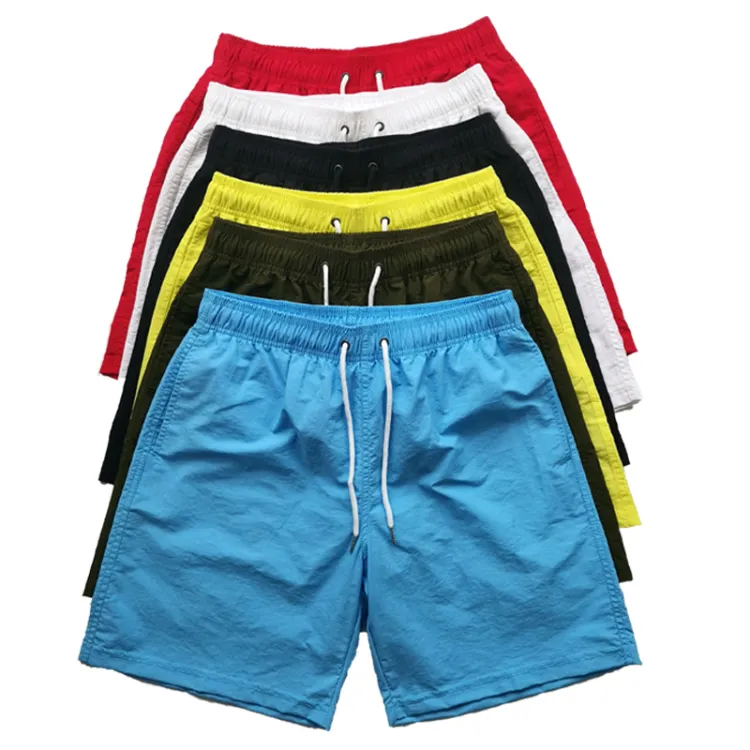 Custom Logo Mens Swim Trunks Quick Dry Boardshorts with Mesh Lining Above Knee Swimwear Bathing Suits