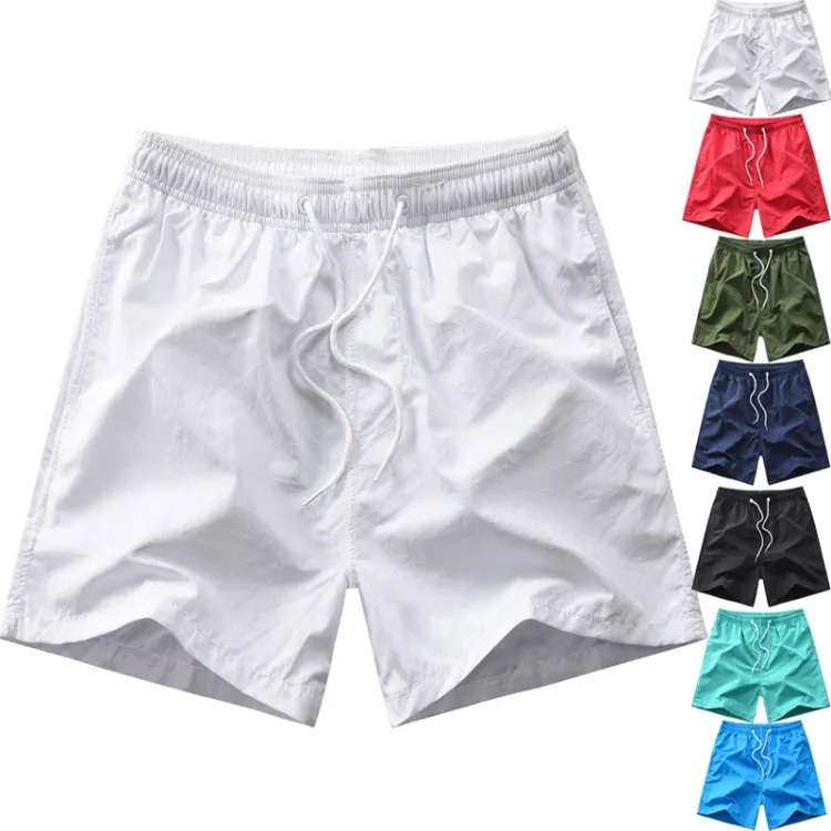 Custom Logo Mens Swim Trunks Quick Dry Boardshorts with Mesh Lining Above Knee Swimwear Bathing Suits