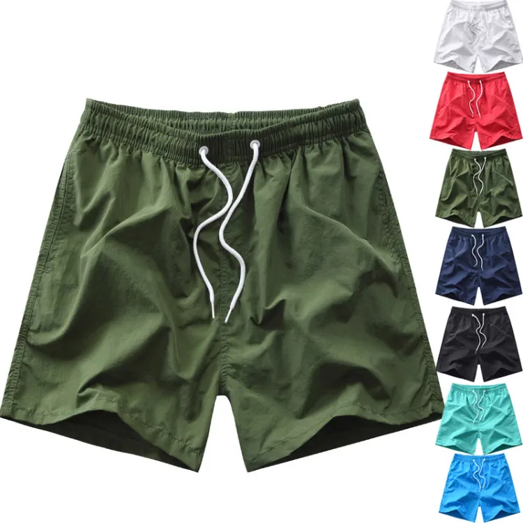 Custom Logo Mens Swim Trunks Quick Dry Boardshorts with Mesh Lining Above Knee Swimwear Bathing Suits