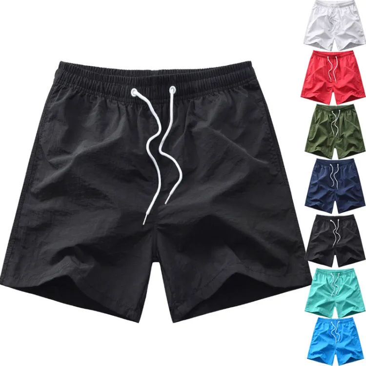Custom Logo Mens Swim Trunks Quick Dry Boardshorts with Mesh Lining Above Knee Swimwear Bathing Suits