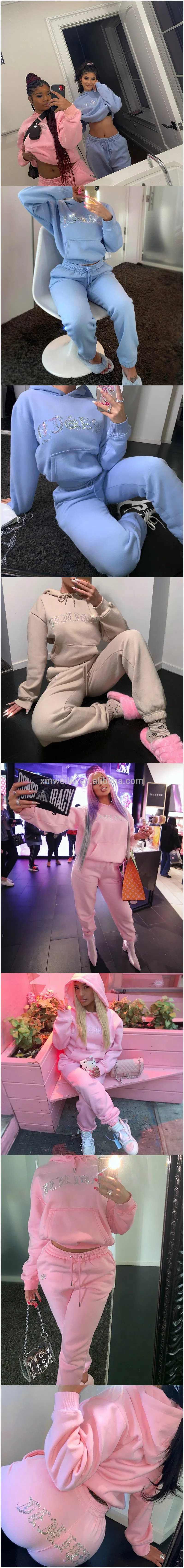 Custom Logo Private Label Slim Fit Hoodie Jogging Suit Women Plain Sweat Suits Set Tracksuit Sweatsuit