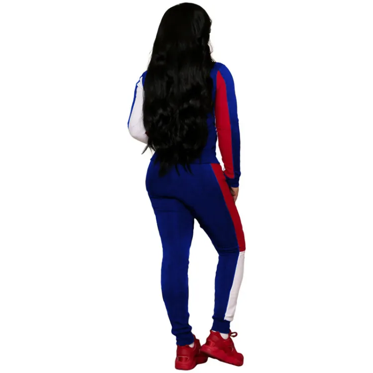 Custom Women 2 Pieces Sets Sportswear Multi Color Stitching Sweat Suit for Women Tracksuit