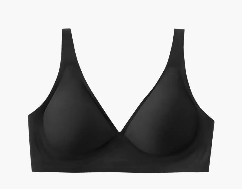 Different Solid Color Wireless Seamless Sexy V Shape Neckline Bonding Women Lingerie Underwear Bra Top