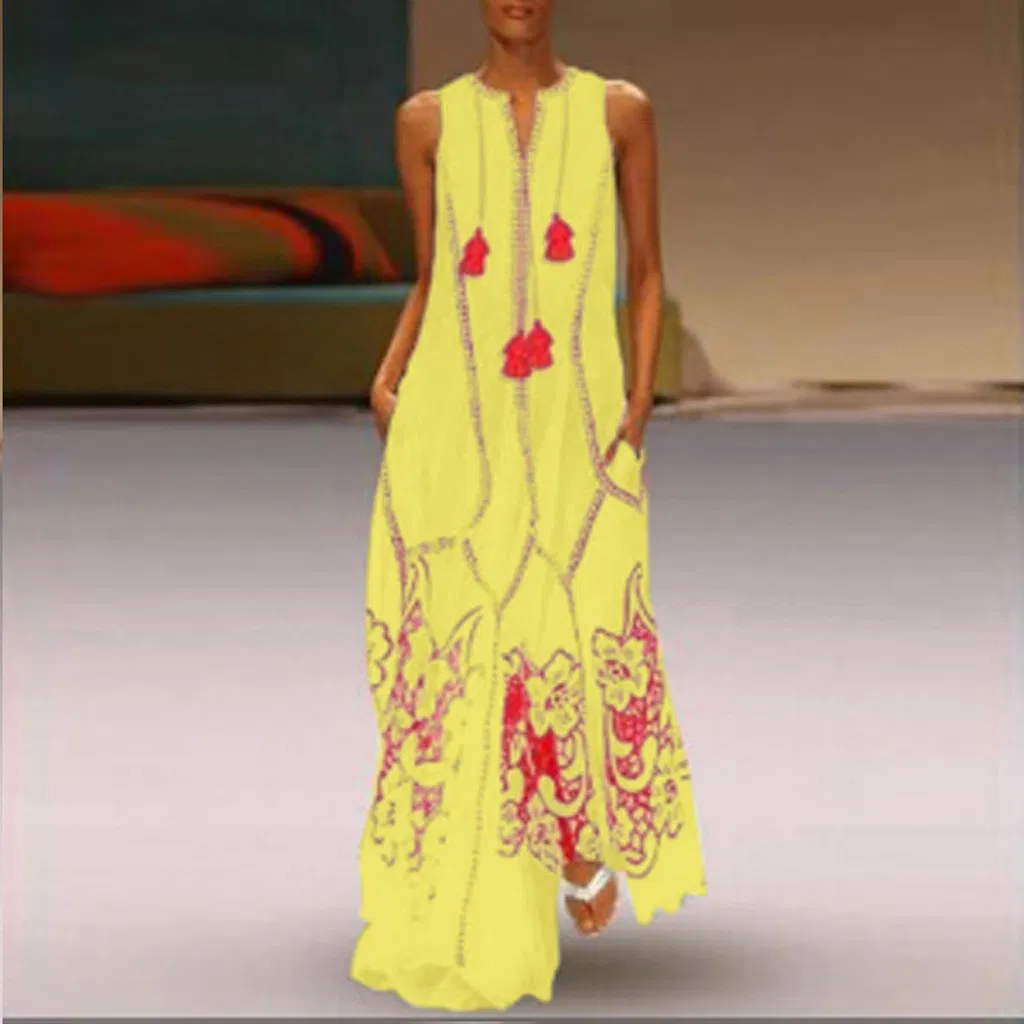 Dress V-Neck Embroidery Women Dresses Ukrainian Dress (B2021)
