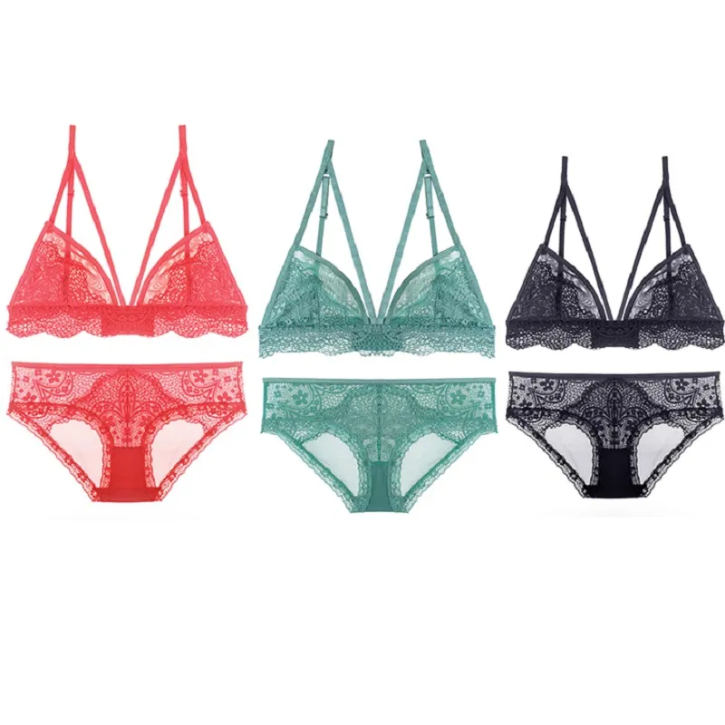 Girls Teenage OEM Breathable Lace Bra Brief Sexy Lingerie