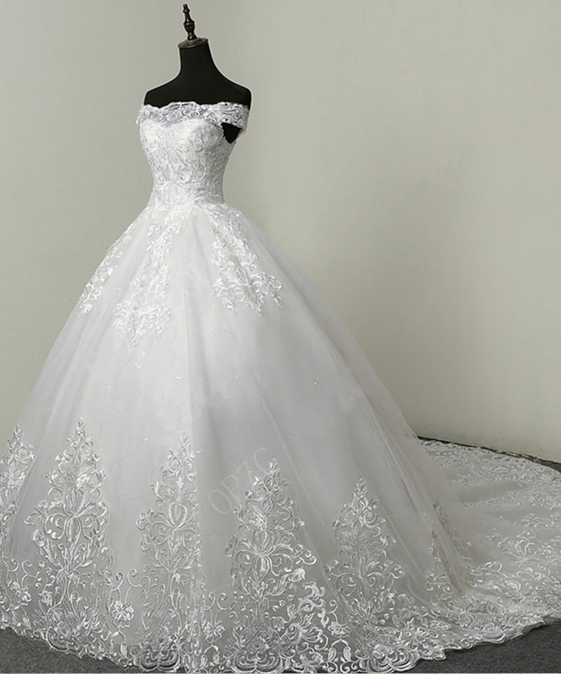 Hwd078 Lace Embroidered Strapless Bridal Gown Dress