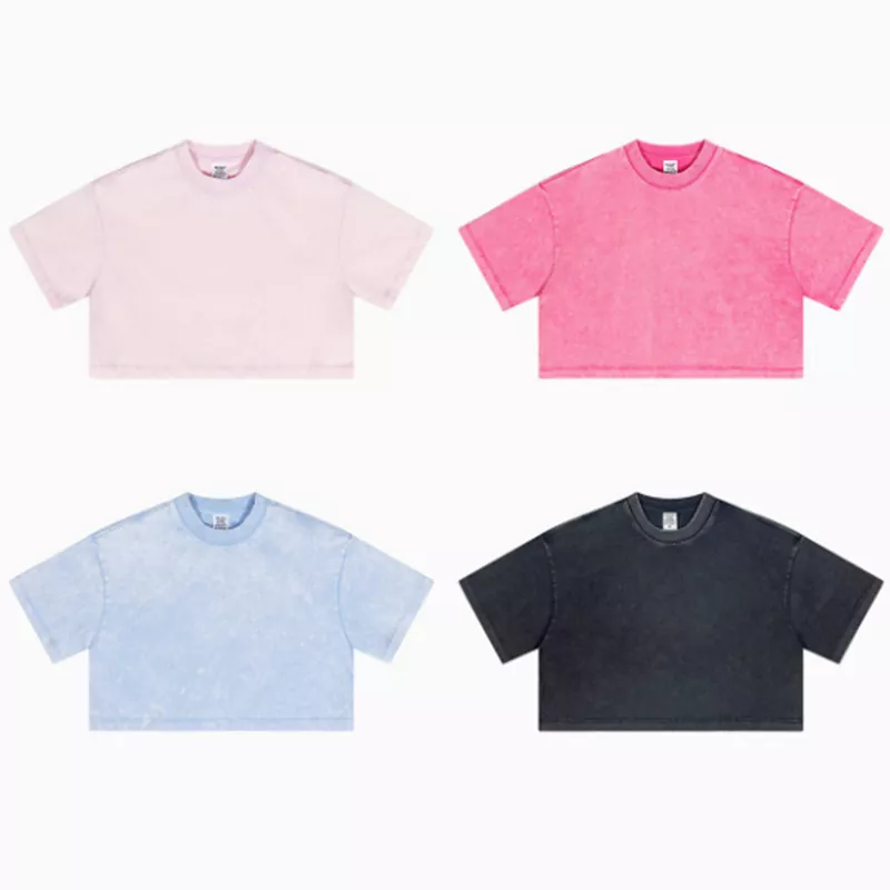 Washed Vintage Short-Sleeve Daily Women's T-shirt