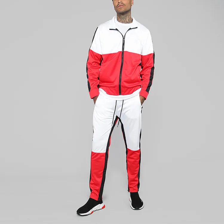 Jogger Gym Sportswear Polyester Material Color Block Custom Tracksuit Sets