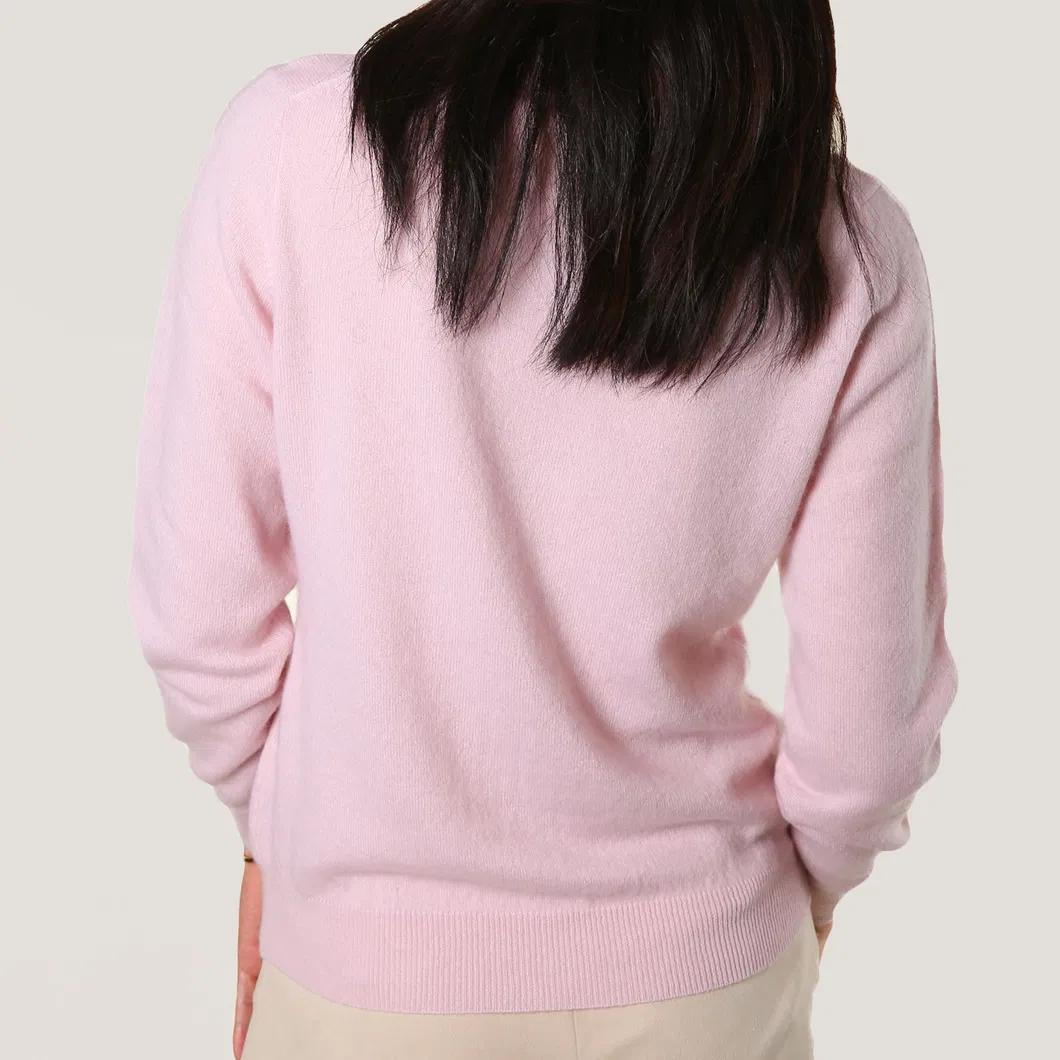 Ladies′ Cashmere Pink Turtleneck Pullover