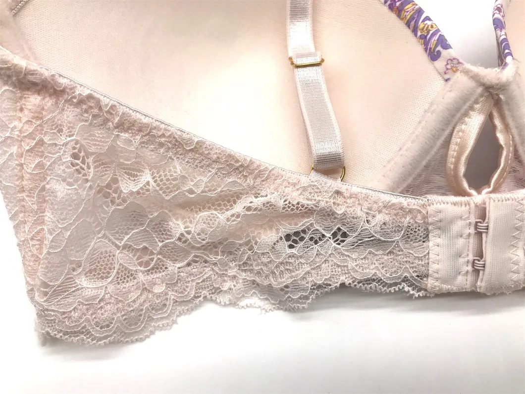 Ladies Fashion Bra Sexy Underwear Ladies Underwear Ladies Lingerie Sexy Underwear Ladies Fashion Flower Printed Bra with Lace Wings-BSCI/Walmart