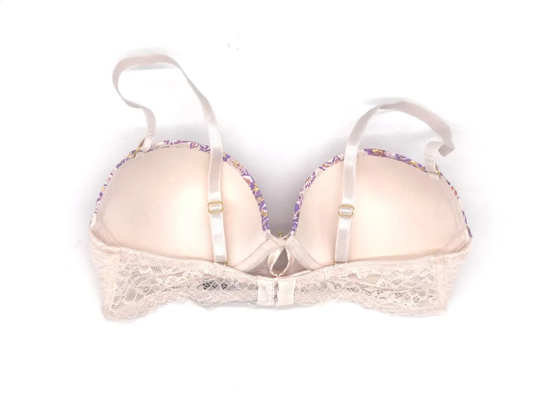 Ladies Fashion Bra Sexy Underwear Ladies Underwear Ladies Lingerie Sexy Underwear Ladies Fashion Flower Printed Bra with Lace Wings-BSCI/Walmart