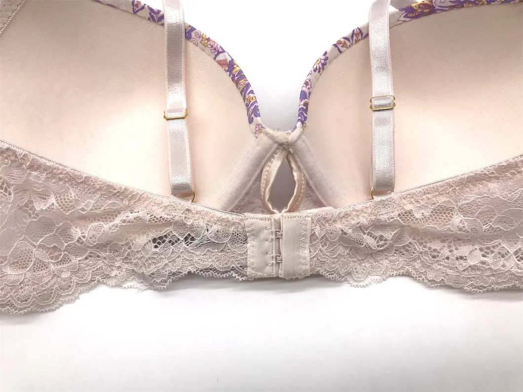 Ladies Fashion Bra Sexy Underwear Ladies Underwear Ladies Lingerie Sexy Underwear Ladies Fashion Flower Printed Bra with Lace Wings-BSCI/Walmart