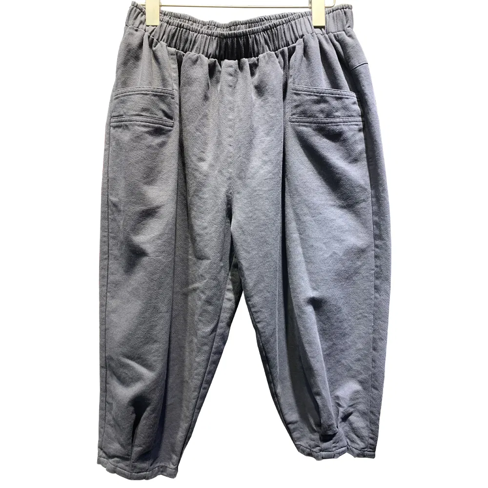 Linen Print Long Loose Belt Pants or Culottes with Ethnic Style