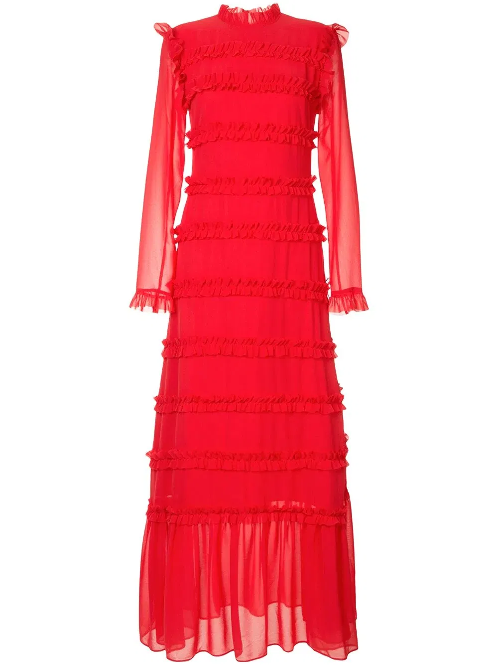 Luxury Design Women New Autum Style Frill Trim Maxi Dresses Wholesale