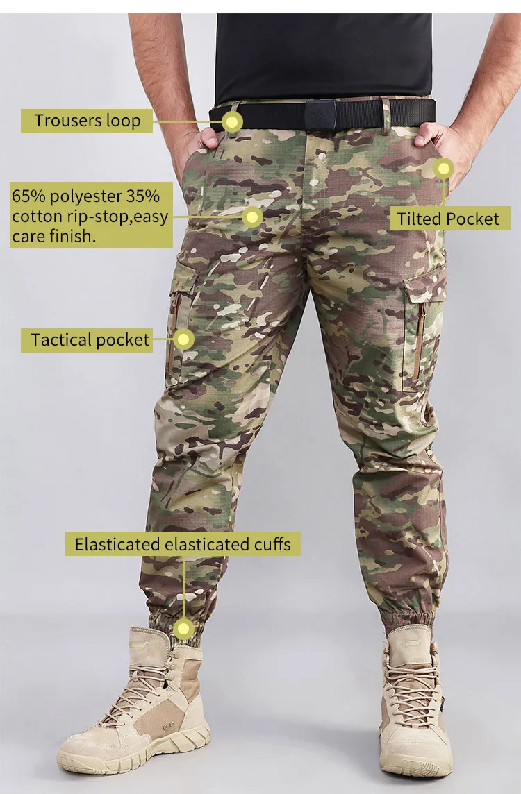 Men Camouflage Pants Military Combat Cargo Pants Swat Outdoor Male Army Tactical Camo Climbing Camping Hiking Pants Plus Size