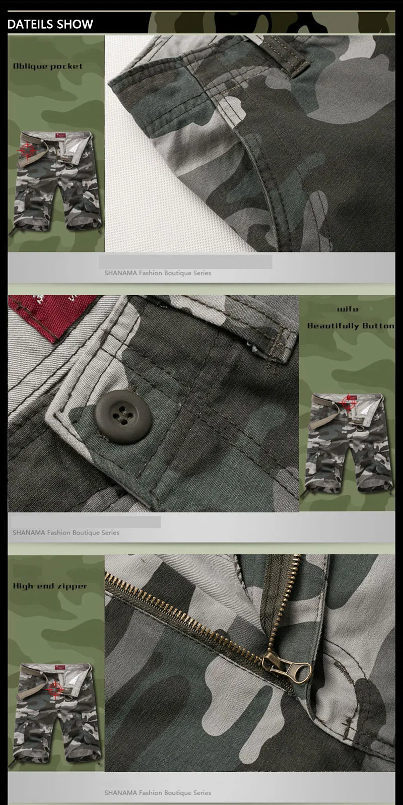 Men Camouflage Summer Combat Tactical Multi-Pocket Cargo Shorts