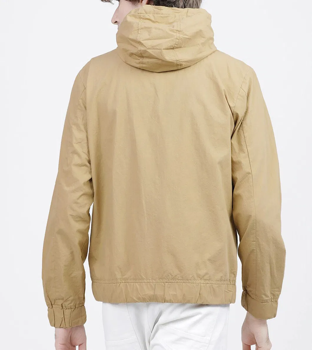 Men Khaki Solid Tailored Jacket Outdoor Breathable Casual Windbreaker Wind-Proof