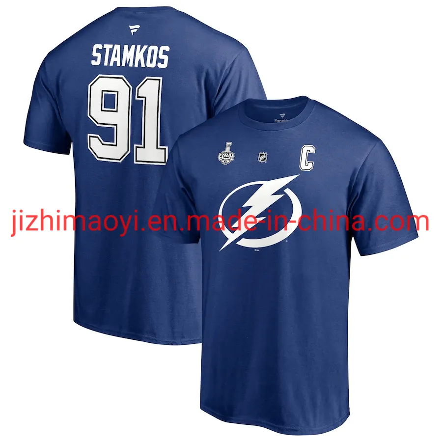Men′ S Fanatics Branded Blue Tampa Bay Lightning T-Shirt 2021 Stanley Cup Final Bound Authentic Stack Name & Number