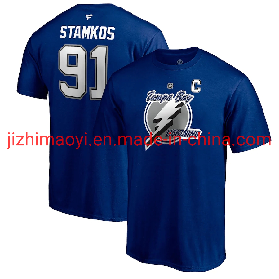 Men′ S Fanatics Branded Blue Tampa Bay Lightning T-Shirt 2021 Stanley Cup Final Bound Authentic Stack Name & Number