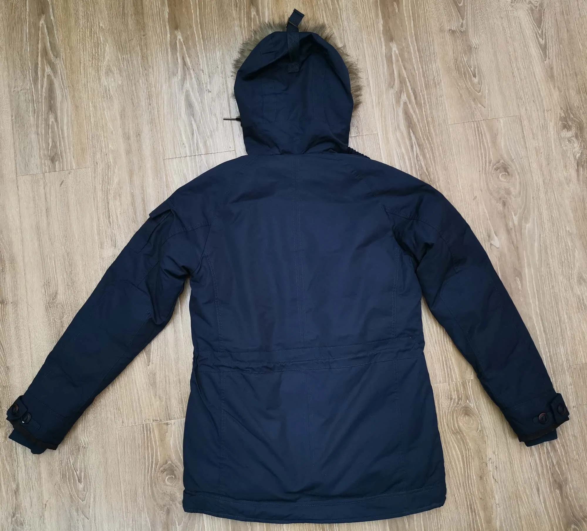 Men's Faux-Fur Hood Slim Wasit Cord Winter Coat