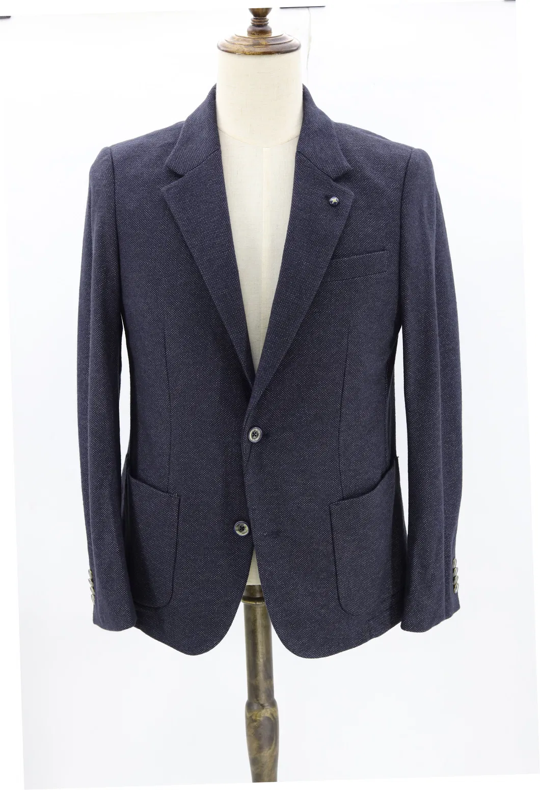 Men′s Navy Tailored Fit Signature Textured Jersey Sport Coat Unstructured Blazer