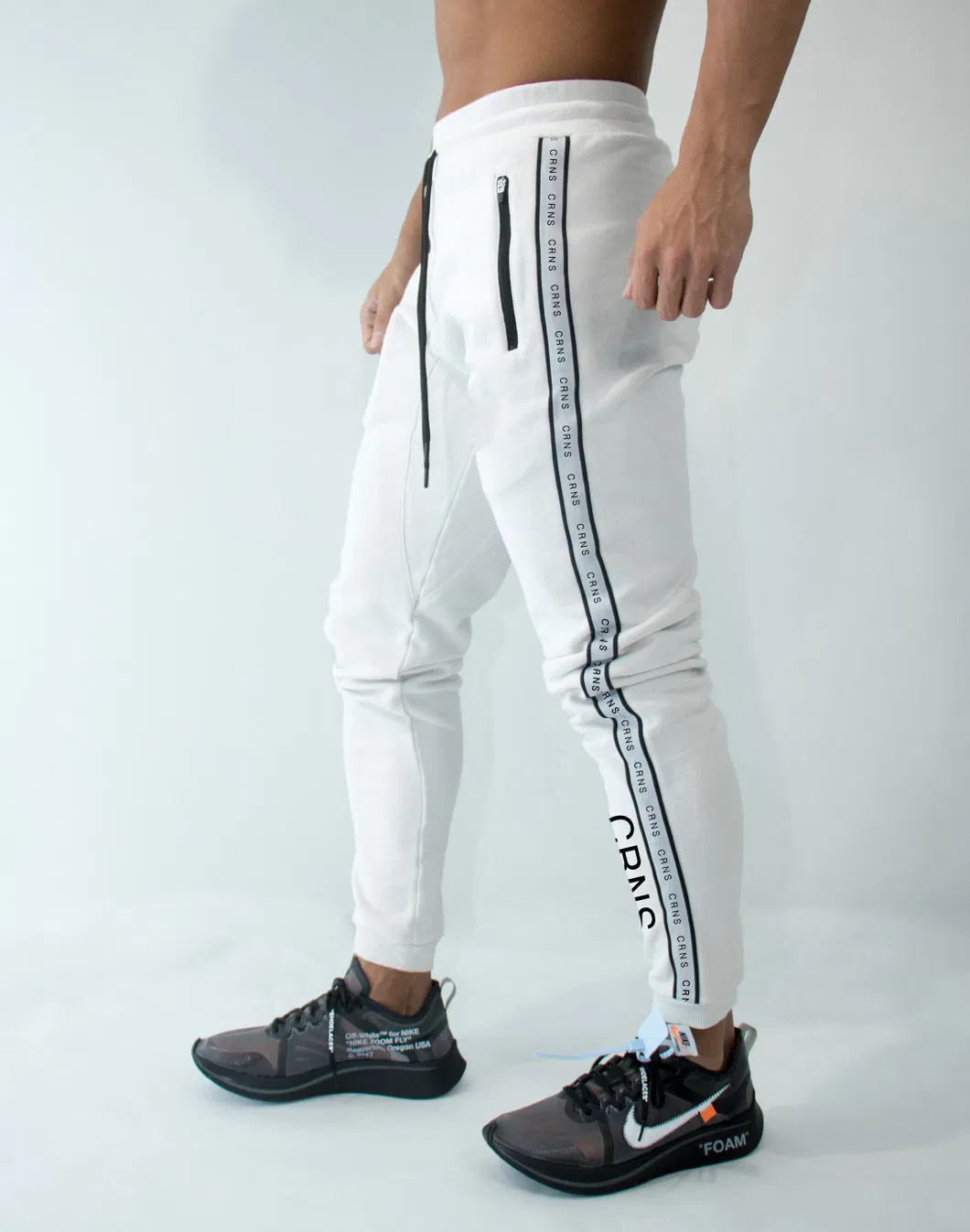 Mens Tracksuit Bottoms Elastic Stitching Male Jogger Pants Sportswear Trousers