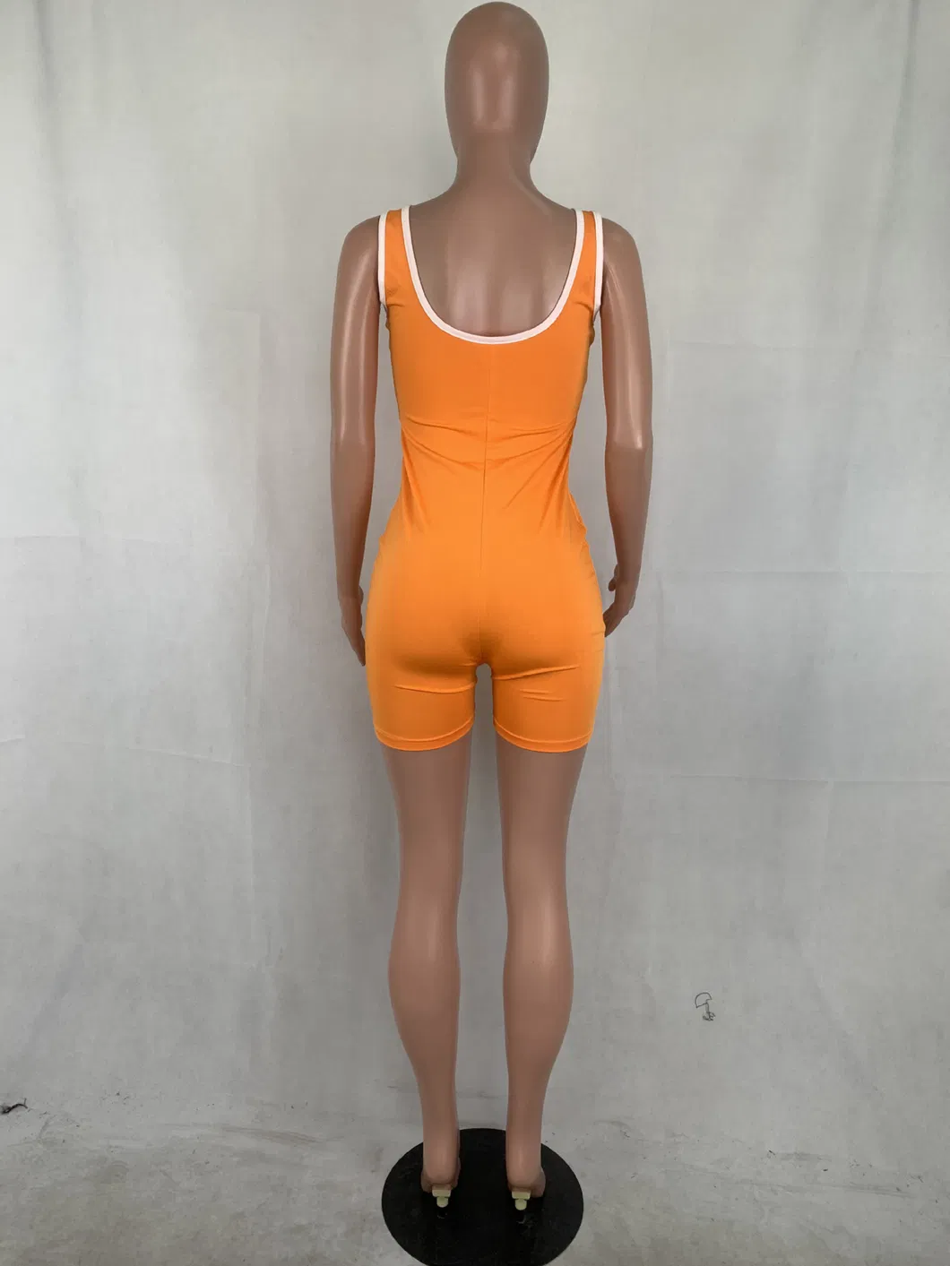 Neon Green Orange Rompers Womens Jumpsuit Casual Scoop Neck Sleeveless Club Party Bodysuit Summer High Waist Backless Playsuits