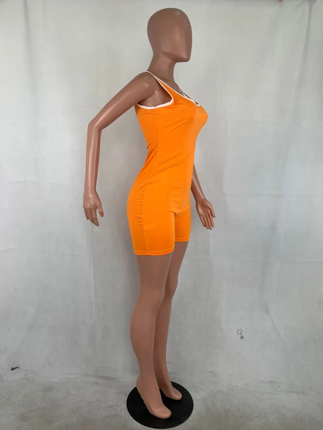 Neon Green Orange Rompers Womens Jumpsuit Casual Scoop Neck Sleeveless Club Party Bodysuit Summer High Waist Backless Playsuits