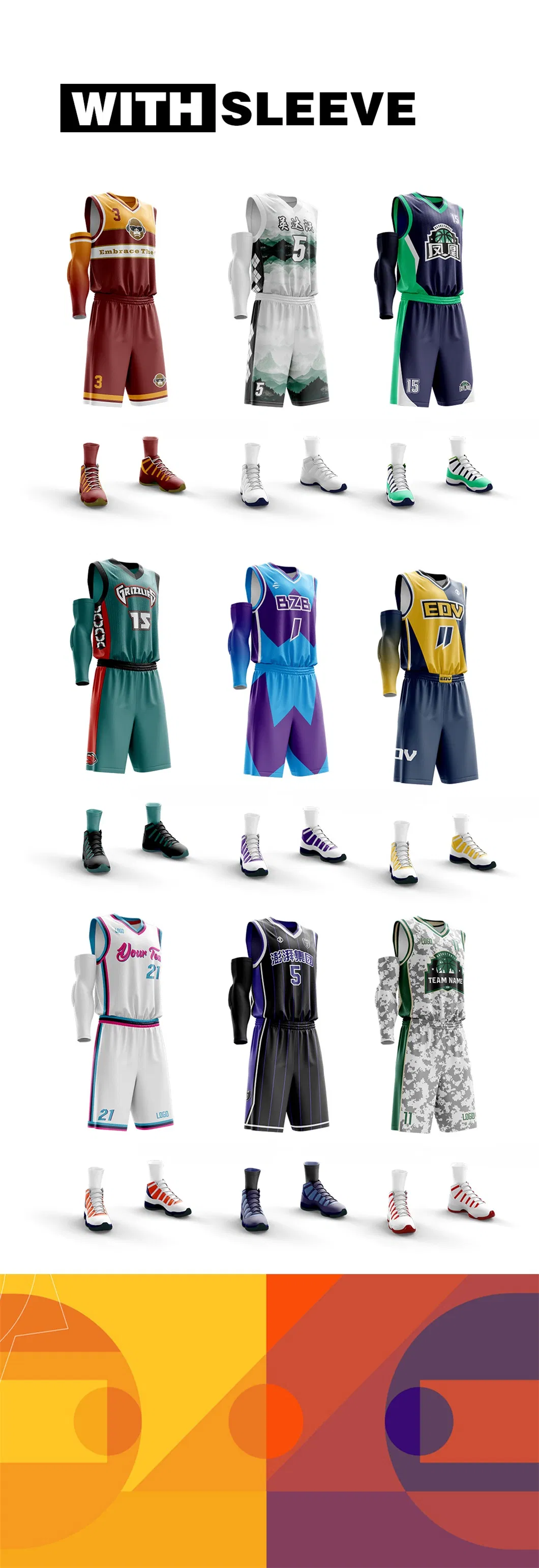 No MOQ OEM Custom Design Sublimation Basketball Wear Uniform Jersey