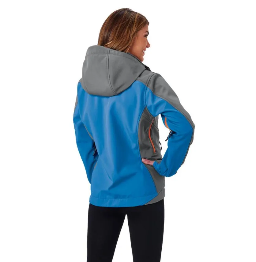 OEM Women Hoodie Jacket Waterproof Windproof Lady Climbing Skiing Windbreak Overcoat Softshell Jacket